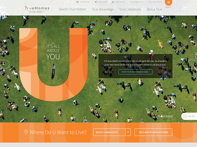 True Homes - Homepage buttons clean header homepage homes navigation real estate search slide ui
