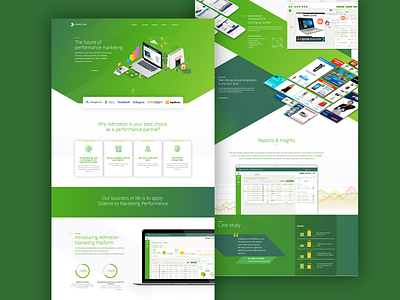 Admotion Website v2 design homepage icons illustration landing page ui web website