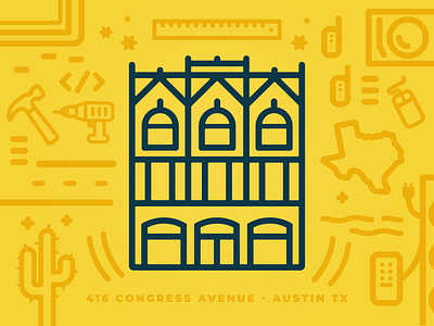 416 Congress | Spreetail building austin congress icon illustration logo