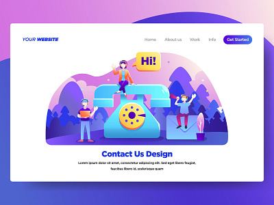 Contact Us Illustration for Website Page character colorful communication company concept contact design figure flat illustration modern ui us vector web website