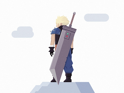 Cloud Strife 2d buster sword cloud strife final fantasy final fantasy vii flat game illustration playstation retro sword vector