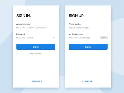 Login registration page app ui ux