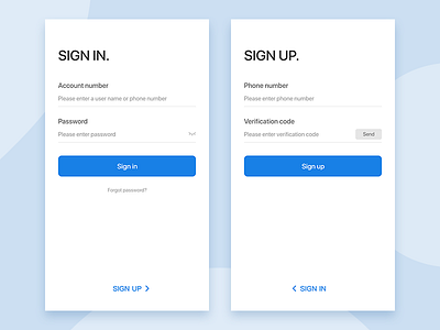 Login registration page app ui ux