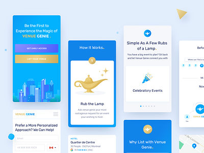 Venue Genie Landing Mobile booking event genie gin holiday responsive ui venue web