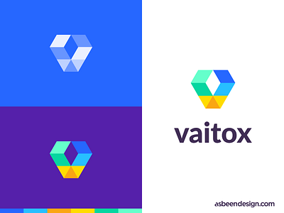 Vaitox Identity bold brand branding design digital digital agency initial logo lowpoly mark powerfull solution