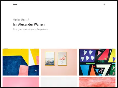 Photographer web template clean creative design html5 minimal modern photographer simple template ui web design