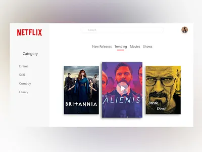 Netflix web app dailui dailyui25 designer material design netflix tvapp ui ux userexperiencedesign userinterface ux webapp