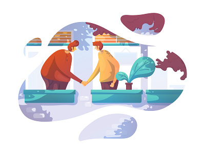 Let's connect autumn business character flat flat design friend handshake home illustration illustrations neighbour