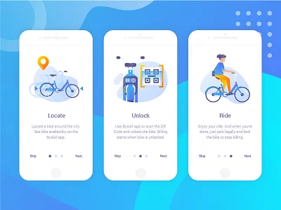 Bysikil Bike Sharing App - Onboarding bike illustration mobile app onboarding onboarding screen parking ui ux