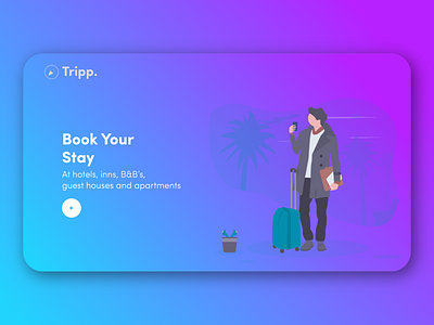 Tripp. - Landing Page booking design flat hotel illustration interface minimal travel ui ux