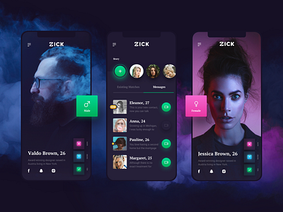 Zick App 10clouds 10clouds design dating dating app ios mobile app tinder ui ux design zick zick app