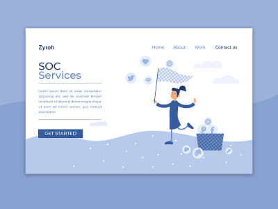 Social App Service - Zyroh "Go next" banner designs blue landing page landing page layout