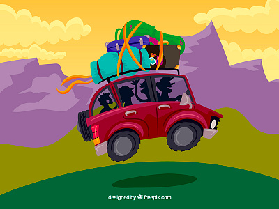 Roadtrip travel with friends bags family freepik friends illustration roadtrip silhoutte summer travel trip vector