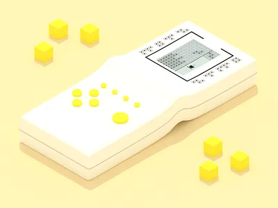 Brick Game 3d blender brick game console illustration minimalist tetris