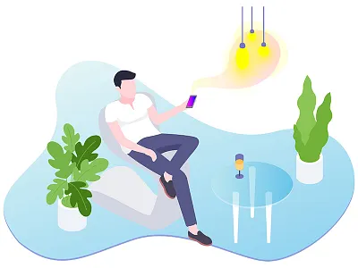 Smart Light Control Isometric Illustration app control isoemtric light remote room smarthome smarthouse smartthings voice