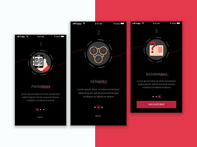 Onboarding PaymriranApps app design black design clean design onboarding onboarding design onboarding screen red design scan qr simple design slide design step design