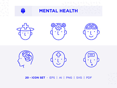 Mental Health Icon Set app branding design health icon icon set ios live logo mental health mental illness mentalhealth minimal outline ui ux web