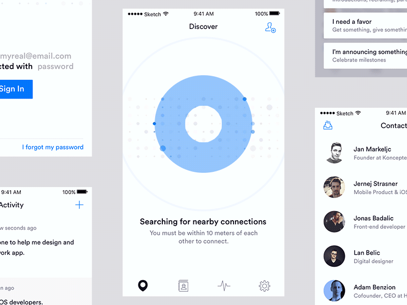 Contact Search Animation app app animation app design business circle contacts network search ui ux