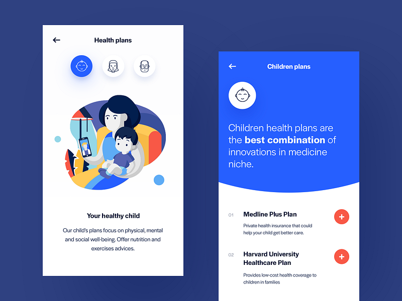 Telemedicine App Health Plans app cartoon color design graphic graphic design health illustration insurance mobileapp telemedicine typography ui ux vector