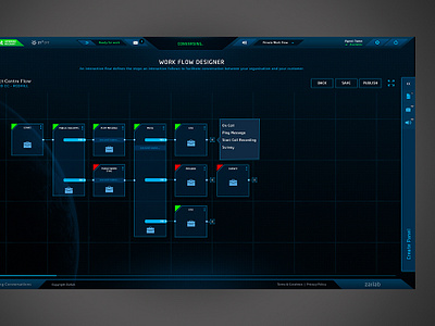 Workflow Designer contact center designer nodes sci fi software ui ux workflow zailab