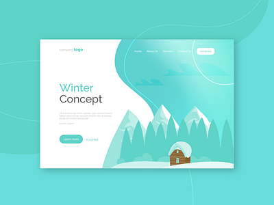 Winter Landing Page Concept blue branding design flat gradients graphic design homepage illustration landing page design landingpage snow snow day vector vector art web web illustration website winter winter house winter season