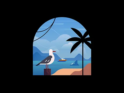 Beachside beach birbs design illustration illustrator vibes