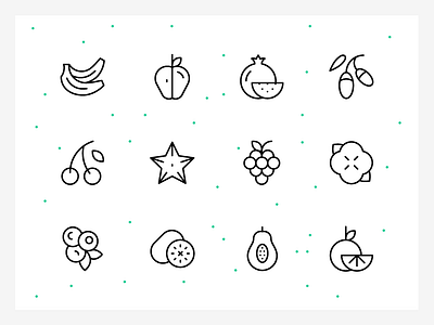 Minimal Fruit and Berry Icons apple icon berries berry icon cherry icon food icons fruit fruit icons goji berry icon iconography icons line icons outline icons