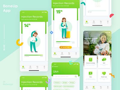 Bone up App UI redesign clean interface colors graphic illustration ui vector