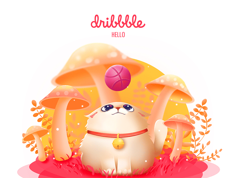 Hello Dribbble animals app cat cute dribbble hello lovely pink ui wallpaper