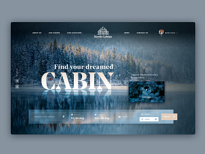 North Cabins big booking branding cabin dark holiday mountain nature searcher type ui ux web