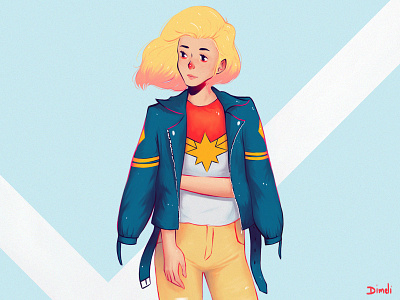 Captain Marvel casual captain marvel character design design digital art fashion girls hero heroine illustration illustrator magazine cover movie painting style