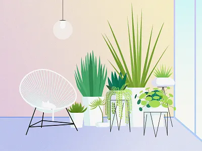 Sofa and flowers 11 armchair cat drawing flower green illustration light