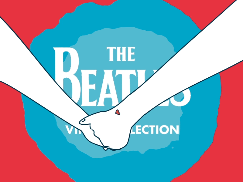 I want to hold your hand - The Beatles animation hands illustration love music vinyl