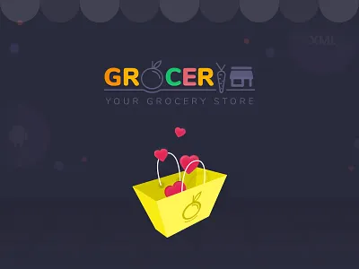 Grocery Store Logo app icon branding cart design e commerce grocery app idenity illustration logo modern ui online store shopping shopping bag template uikit