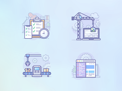 Scenarium update conveyor development icojam icons illustrations scenarium todo vector web