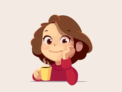 Arishka - coffee art character design emotions illustration photoshop