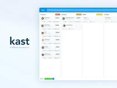 Kast - A CRM for the rest of us. astroid crm design design sprint ios mobile ui ui ux ui 100 web
