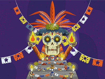 La Fiesta De Los Muertos 2d arte character characters design diade muetos illustration ilustración merch vector