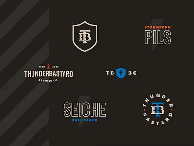 Thunderbastard Brewing badge bastard beer beer branding bolt brand brewery identity illustration lager lighting logo pilsner thunder