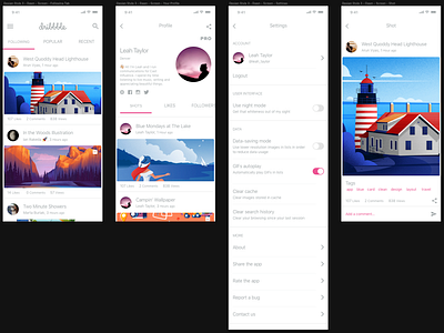 Dribbble iOS App Design Study #2 design design study design system dribbble dribbble app dribbble mobile app freelance ios iphone iphone x material design ui