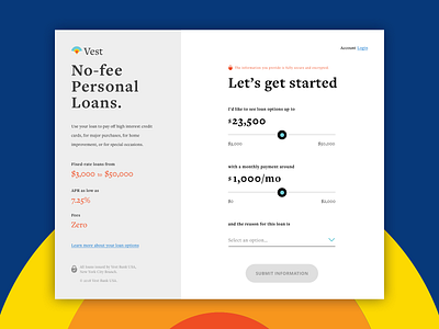 Vest Loan Calculator Landing Screen - Daily UI Challenge branding design sketch ui ux