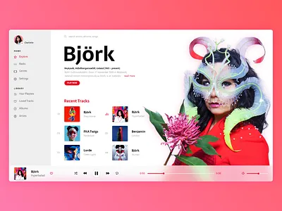 music player - desktop app app bjork desktop music player ui ux web