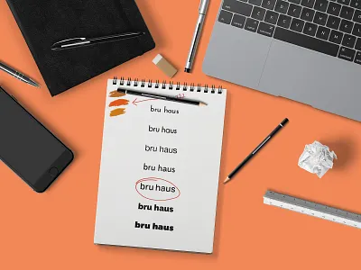 bru haus font selection. branding cafe coffee design font logo mock up typography