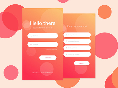 Login & New Account Form design form form design gradient login mobile app ui ux