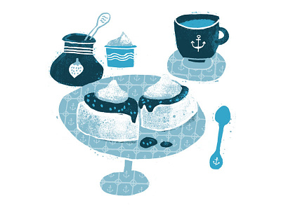 Scones coffee drawing grunge illustration jam scones texture