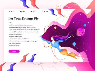 Let your dreams fly space age ui ux 平风 插图 设计
