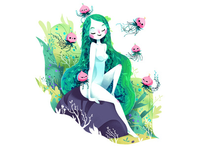 Nymph character design illustration nature nymph plant