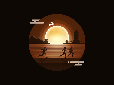 Happy Mid-Autumn Festival app autumn china design drawing festival icon illustration moon run sport ui vector