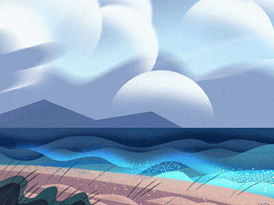 At The Beach art beach cute illustration landscape summer