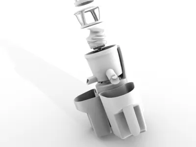 Slow Juicer clay model 3d art 3dmodel axonometric clay clay model clay render exploded interaction slowjuicer